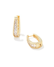 Load image into Gallery viewer, Parker Gold Hoop Earrings in White Crystal by Kendra Scott