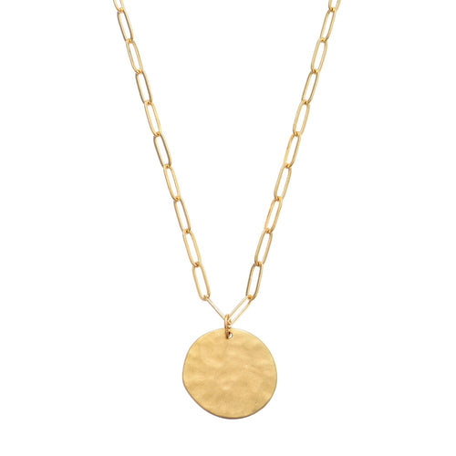 Gold Brushed Medallion Necklace