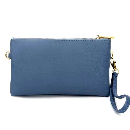 3 Compartment Crossbody/Wristlet- Denim Blue