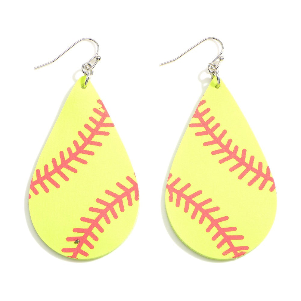 Faux Leather Softball Earrings