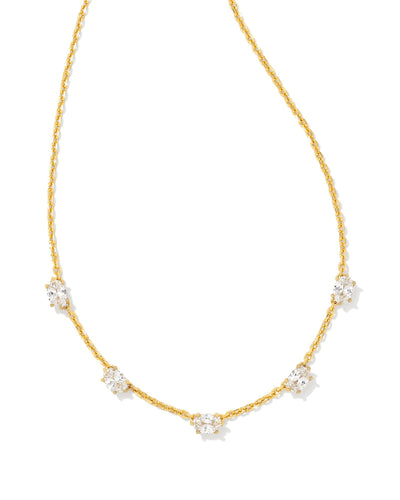 Kendra Scott Cailin Gold Crystal Strand Necklace in White Crystal