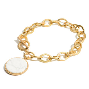 White Marble Medallion Bracelet