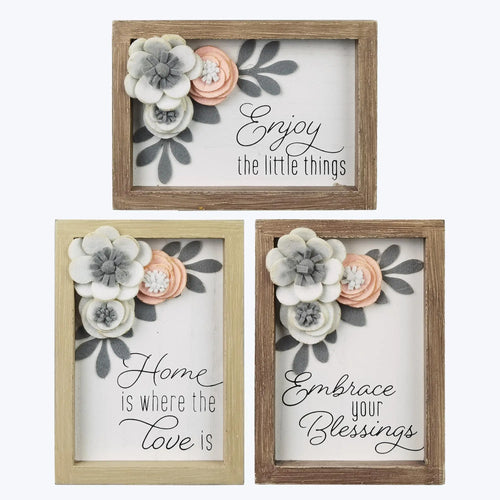 Wood Framed Sign with Flower Accent