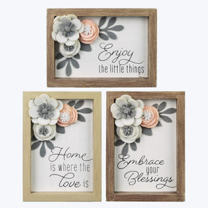 Wood Framed Sign with Flower Accent