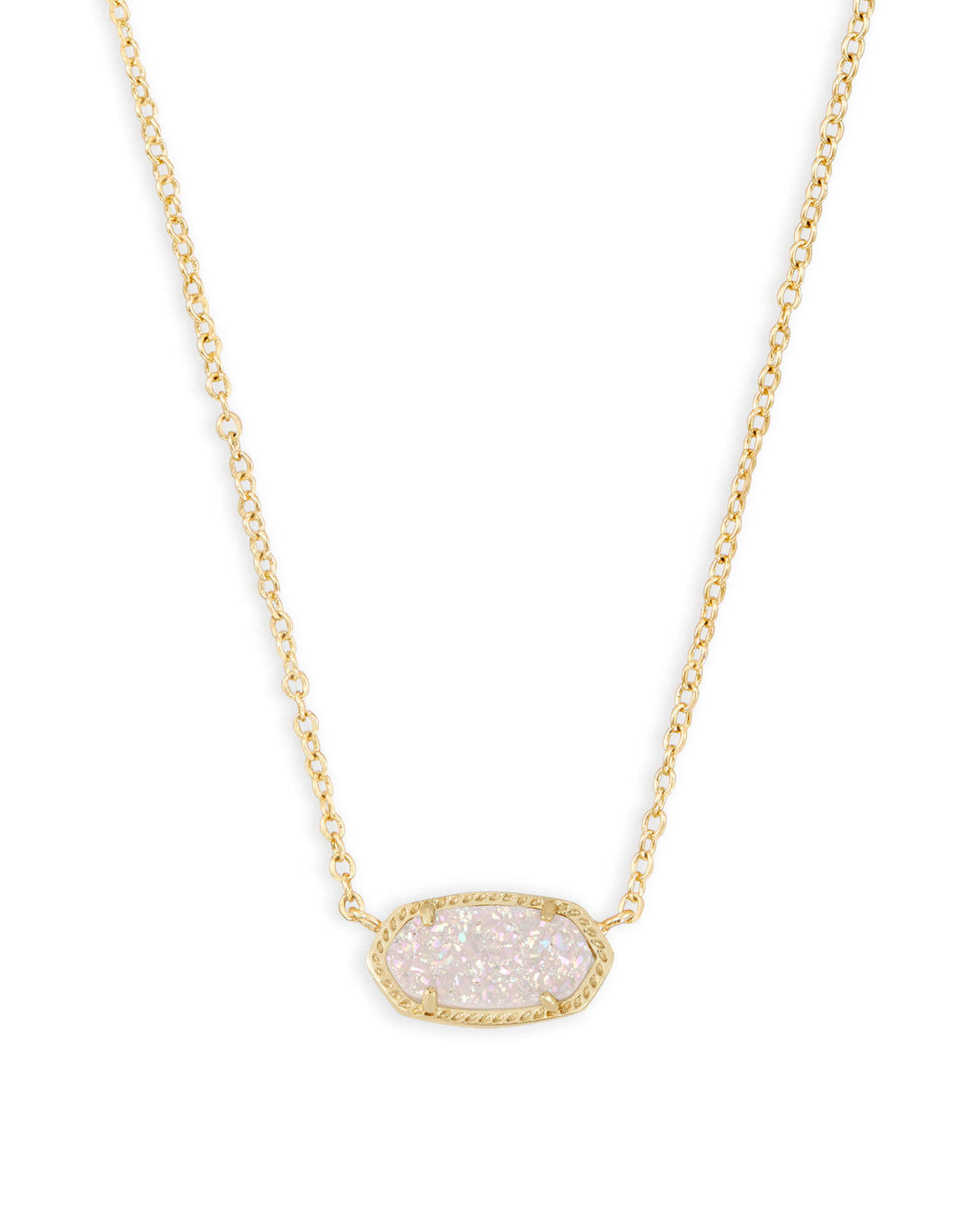 Kendra Scott Elisa Gold Short Pendant Necklace in Iridescent Drusy