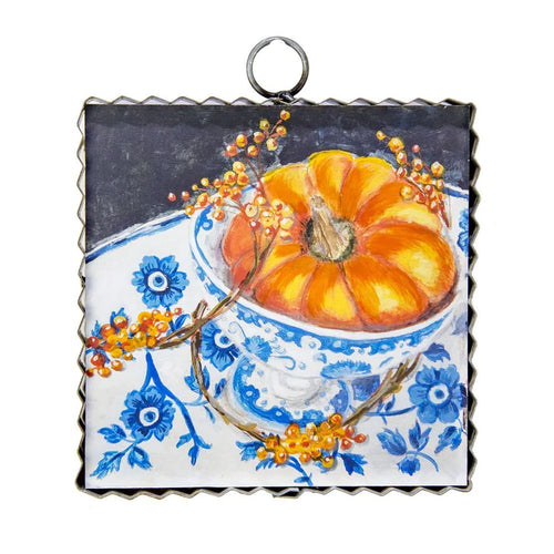 RTC Mini Gallery Charm - Blue & White Pumpkin Art