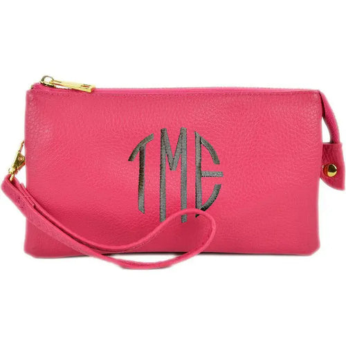 3 Compartment Crossbody/Wristlet- Hot Pink