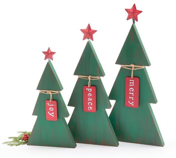 Rustic Green Christmas Shelf Sitters