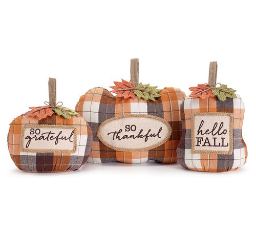 Plaid Fabric Pumpkin Shelf Sitters