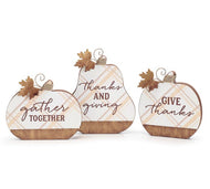 Plaid Pumpkin Message Shelf Sitters