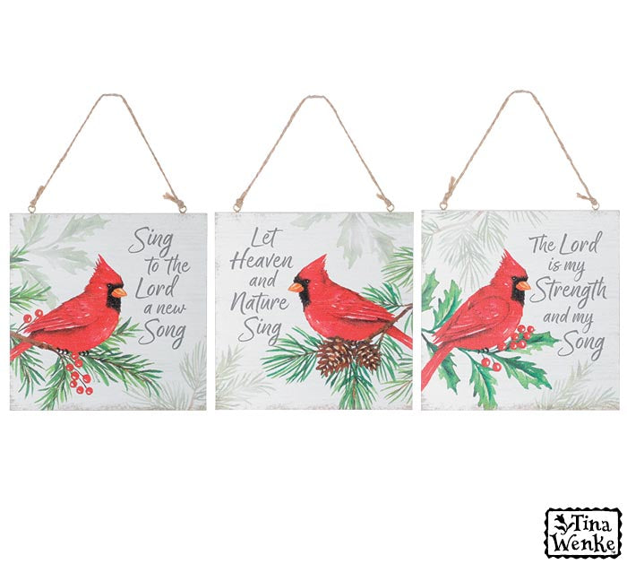 Wooden Cardinal Message Ornament