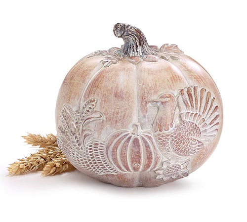 Embossed Turkey Pumpkin Decor