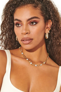 Parker Gold Hoop Earrings in White Crystal by Kendra Scott