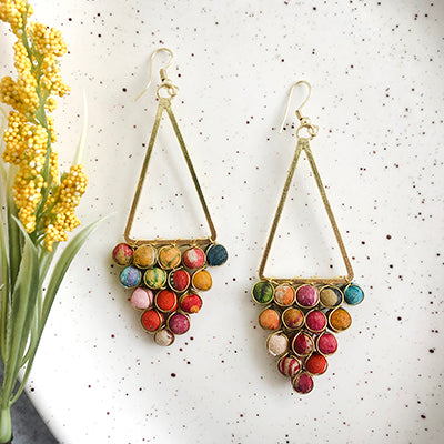 Kantha Reflective Chandelier Earrings {by World Finds}