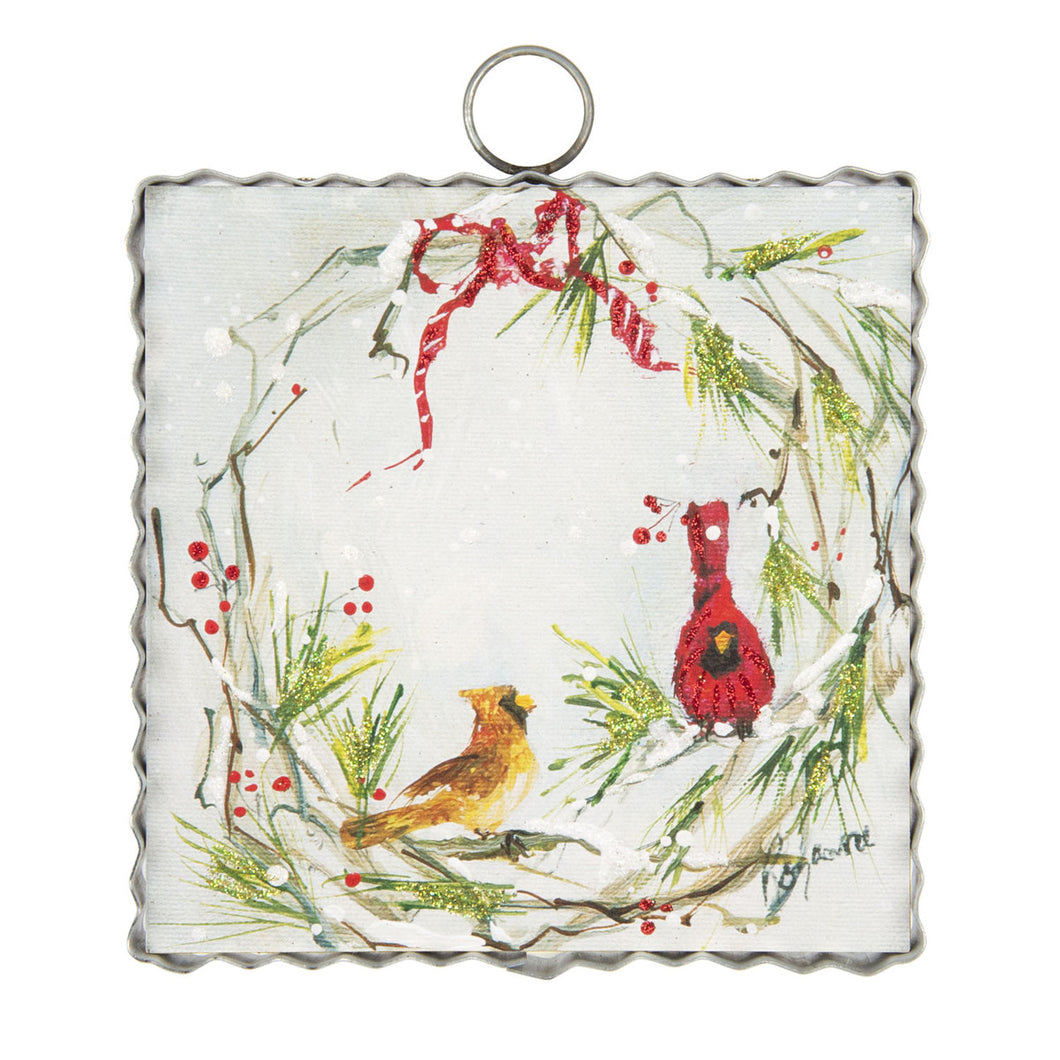 RTC Mini Gallery Charm - Snowy Cardinal Wreath