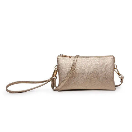 3 Compartment Crossbody/Wristlet- Champagne