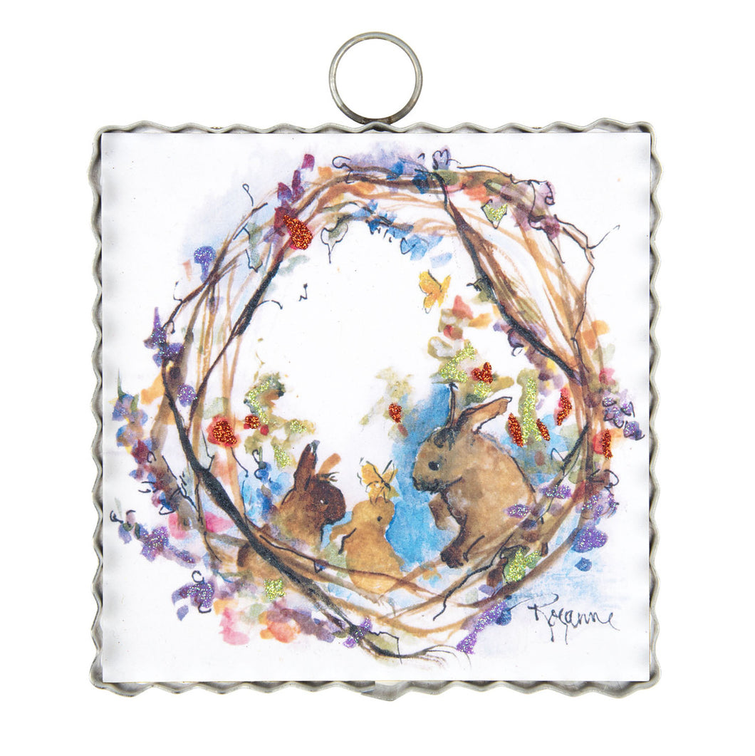 RTC Mini Gallery Charm - Watercolor Bunny Wreath