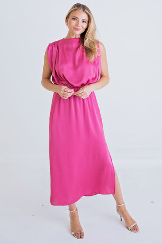 Satin Chic Sleeveless Midi Dress