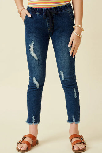 Dark Wash Distressed Girl's Denim
