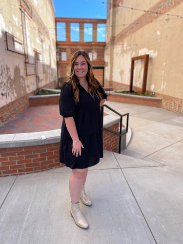 Changing Season Tiered Dress - Black