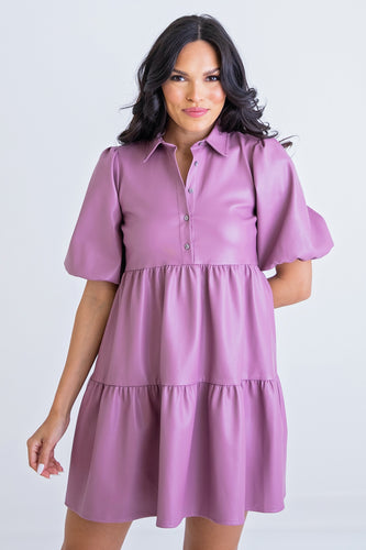 Lilac Love Faux Leather Dress