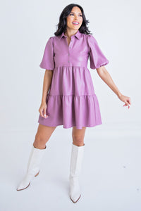 Lilac Love Faux Leather Dress