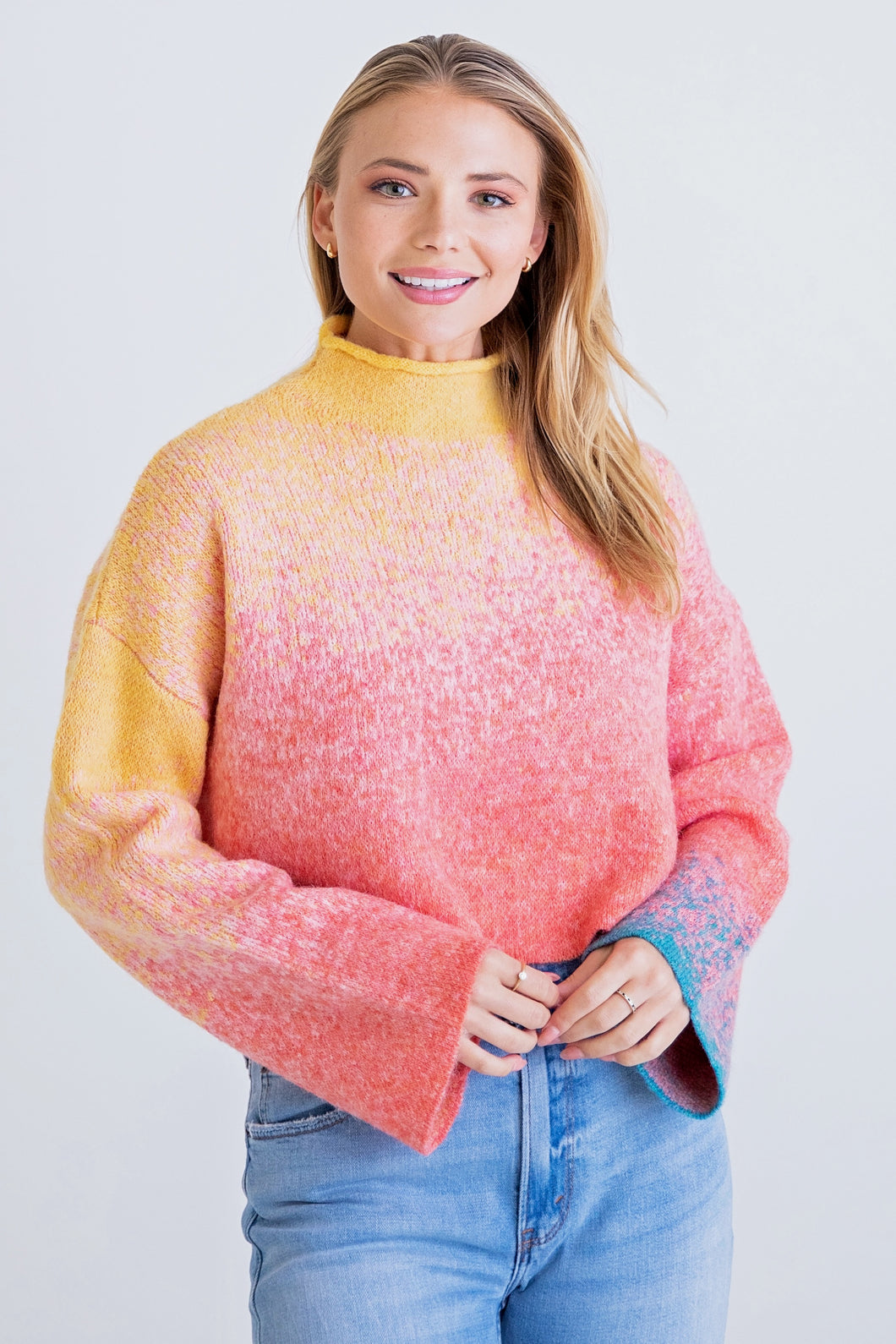 Cotton Candy Skies Mock Neck Sweater