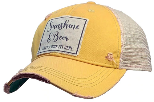 Sunshine & Beer Distressed Baseball Cap