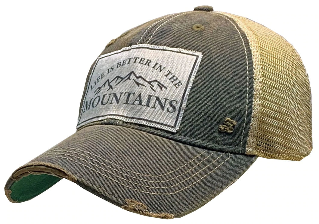 Life Is Better In The Mountains Distressed Baseball Cap