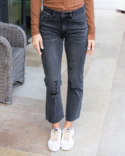 Load image into Gallery viewer, Grace &amp; Lace Mel&#39;s Fave Straight Leg Cropped Denim - Distressed Washed Black