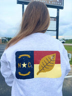 NC Flag/Tobacco Leaf Crewneck by Bella Cotton