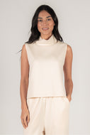 Willow Cowl Neck Sleeveless Top - Eggshell