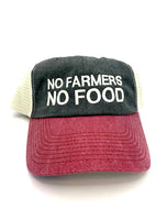 Bella Cotton No Farmers No Food Hat - Red/Grey