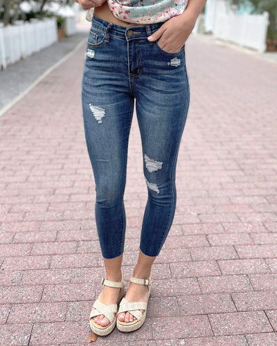 RePurposed Cropped Lightly Distressed Denim by Grace & Lace}