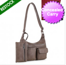 Load image into Gallery viewer, Taupe Concealed Carry Purse (RFID Safe)