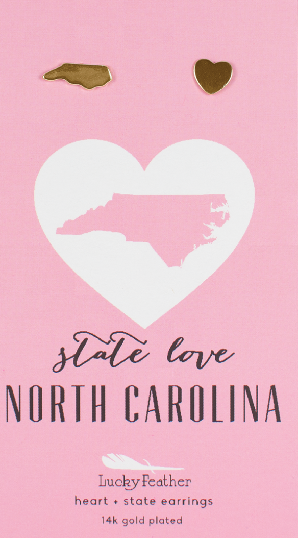 State Love- North Carolina & Heart Earrings