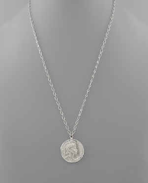 Silver Queen Elizabeth Coin Pendant Necklace