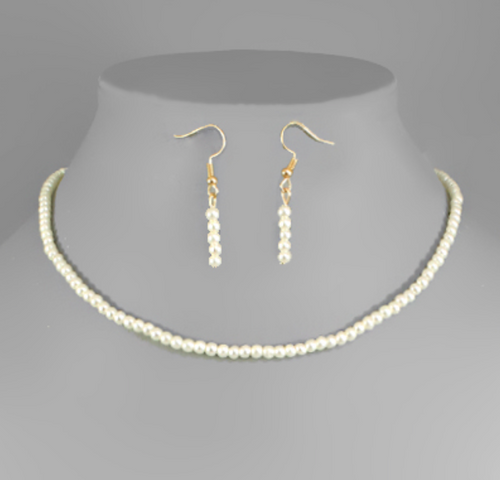 Children's Necklace & Earring Set - Tiny Pearls