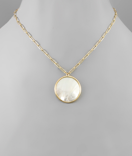 Mother of Pearl Disk Necklace