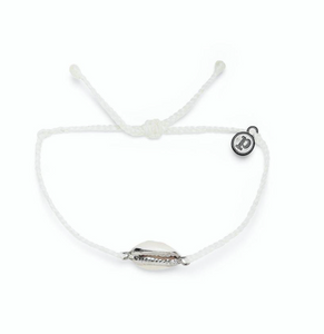 Pura Vida Bracelet - Costa Cowrie Charm - White / Silver