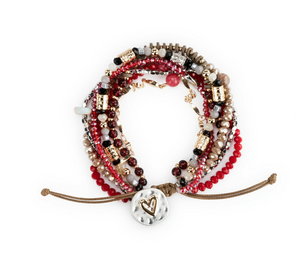 Beaded Love Bracelet - Garnet
