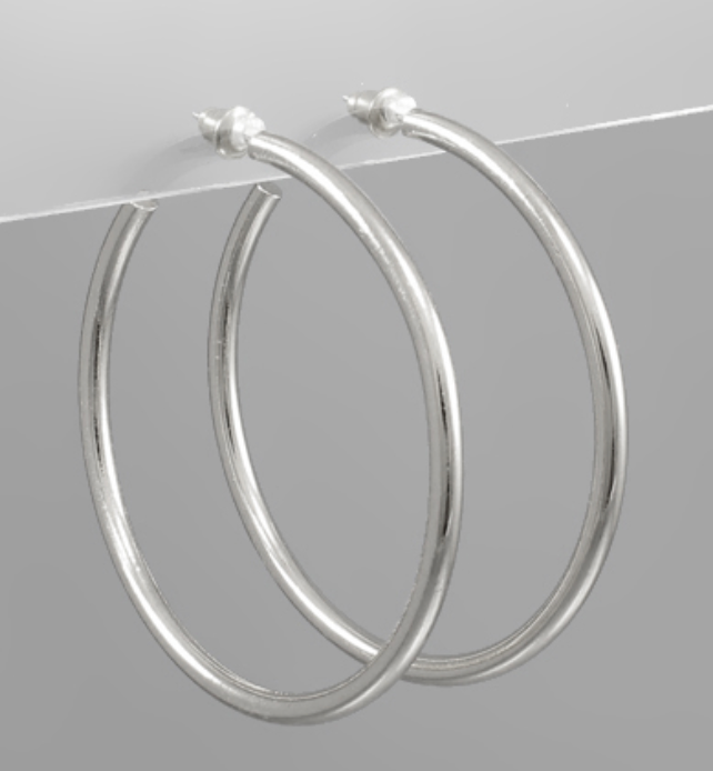 Shiny Silver Hoops