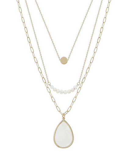 Layering Mother of Pearl Gold Necklace