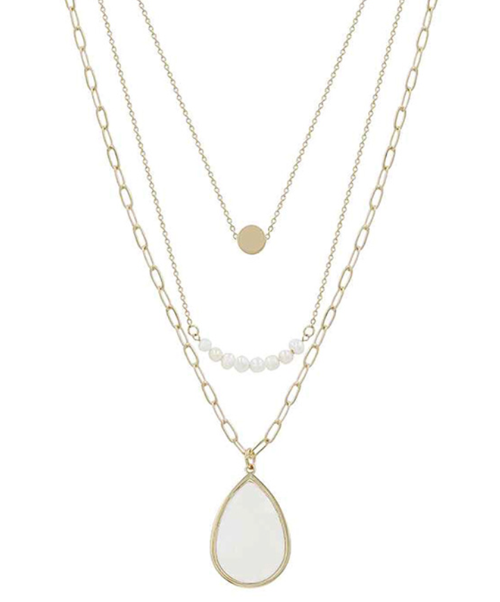 Layering Mother of Pearl Gold Necklace