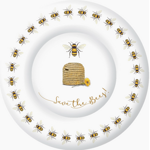 Save the Bees White Round Paper Dinner Plate 10"