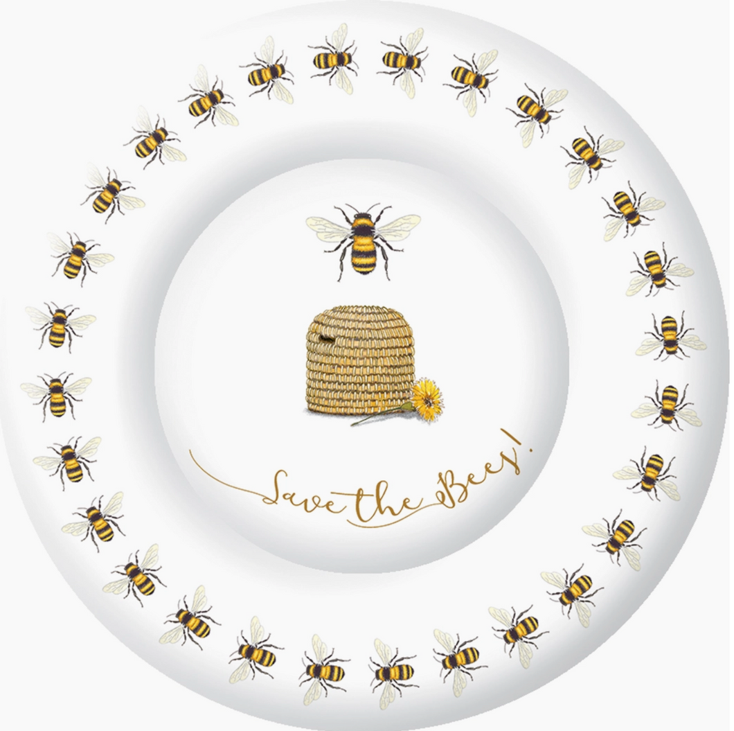 Save the Bees White Round Paper Dinner Plate 10