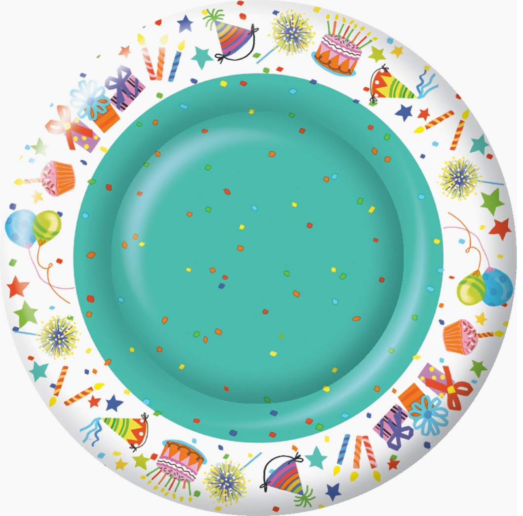 Happy Day Round Paper Dinner Plate 10