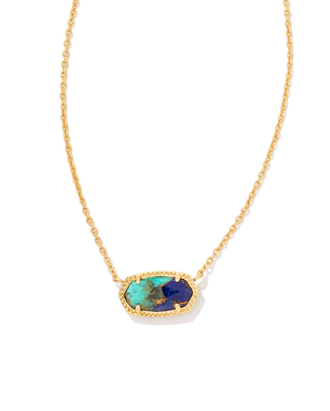 Elisa Gold Pendant Necklace in Bronze Veined Lapis Turquoise Magnesite by Kendra Scott