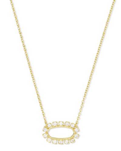 Elisa Open Frame Crystal Pendant Necklace in Gold by Kendra Scott