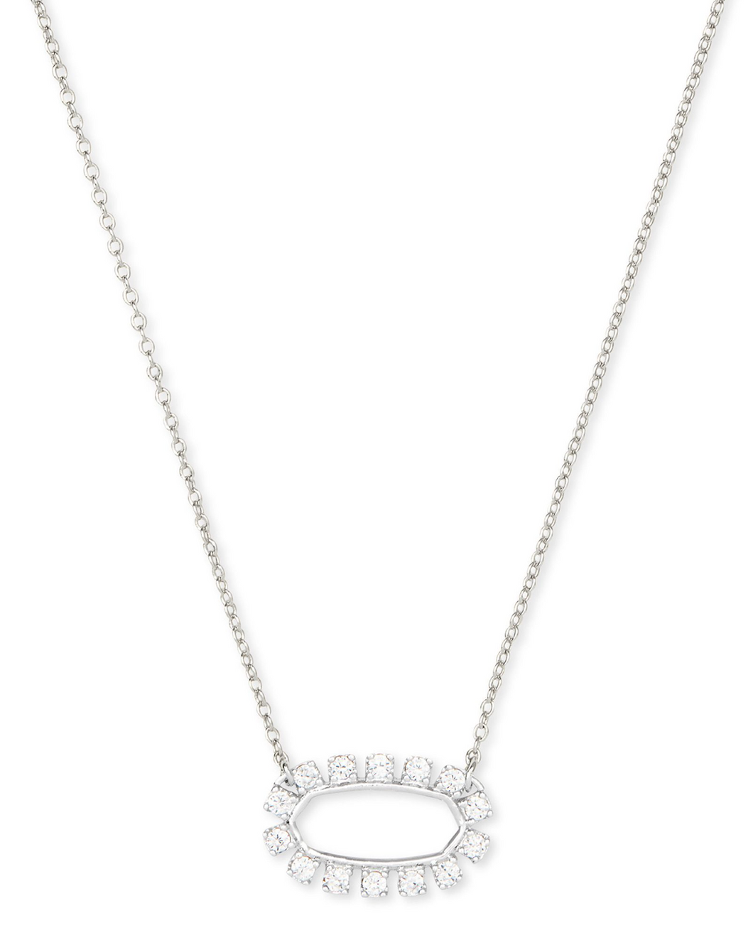 Elisa Open Frame Crystal Pendant Necklace in Silver by Kendra Scott